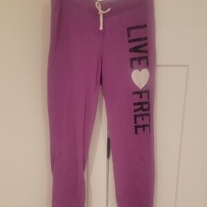 Mossimo Supply Co. Purple Joggers with 'Live Free' Print